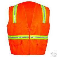New MultiPocket Orange Safety Vest surveyor style V4121  