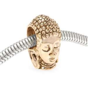 22K Gold Plated Buddha Head Large Hole Bead Fits Pandora 