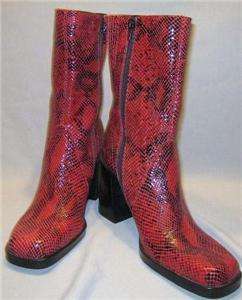 MIA SNAKE SKIN BOOTS LEATHER FASHION Boots MID CALF RED BOOTS 8.5 