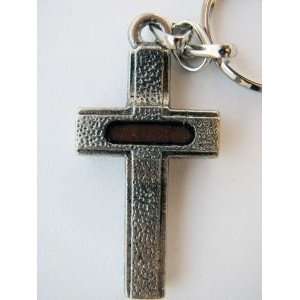    CROSS   Metalic Keychain With Holy Land Inside 