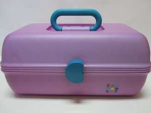   Vintage Purple Make Up Cosmetics Carrying Train Case w Mirror & Tray