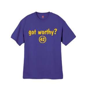  Mens Got Worthy ? Throwback Purple T Shirt Size Small 