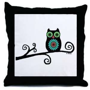  Retro Mod Owl on a Branch Decorative Throw Pillow 18 