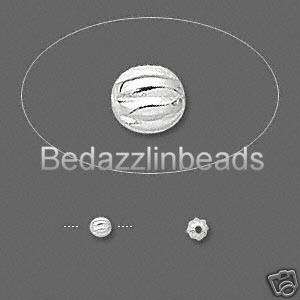 100 Silver Plated Corrugated Round Beads~3mm Spacer  