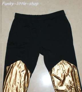 black silver gold merged leggings tight pants rock punk  