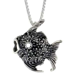    Sterling Silver Fish Pendant, 13/16 in. (21 mm) Long. Jewelry