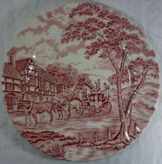 Alfred Meakin Coaching Days Pink Dinner Plate  