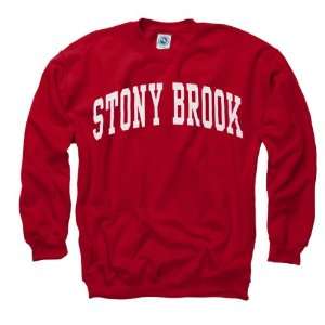  Stony Brook Seawolves Red Arch Crewneck Sweatshirt Sports 