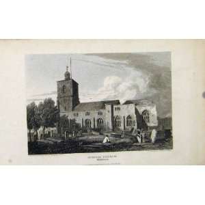  Antique England Middlesex Stepney Church C1849 Print