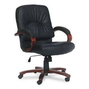 Executive Leather Mid Back Swivel Chair, Black/Cherry 