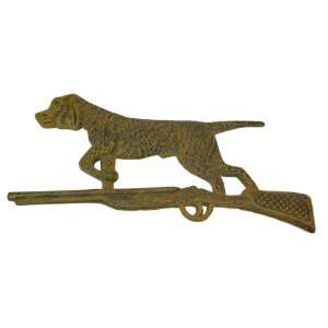  Cast Iron Hunting Dog On Rifle Plaque Rust Everything 