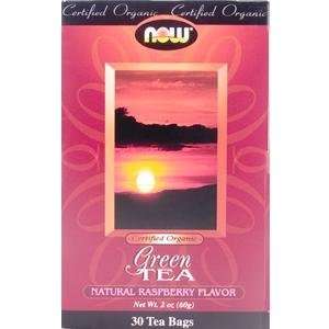 Green Tea, Natural Raspberry Flavor, Certified Organic, 30 Tea Bags, 2 