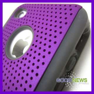   iPhone 4 4S Purple+Gray Perforated Dual Layer Impact Case Phone Cover