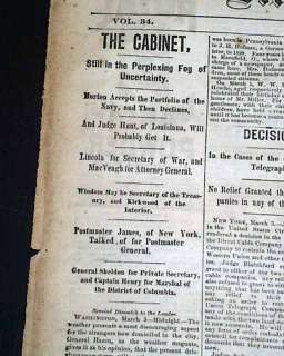 President JAMES A. GARFIELD Inauguration (Day of) 1881 Newspaper with 
