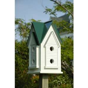   Mansion Bird House Finish White with Green Metal Roof Toys & Games