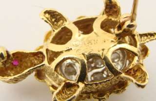 Ladies 18K Y Gold Herbert Rosenthal Diamond TURTLE Pin  