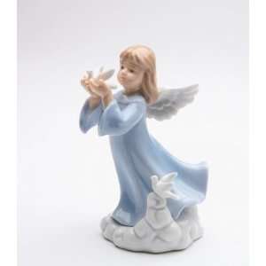  Peaceful Angel Girl in Blue Robe Floating on Cloud with 