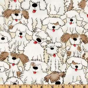  44 Wide Timeless Treasures Shaggy Dogs Cream Fabric By 