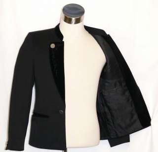 BLACK ~ WOOL Men GERMAN Dinner Dress Velvet Suit JACKET Over Coat/46 