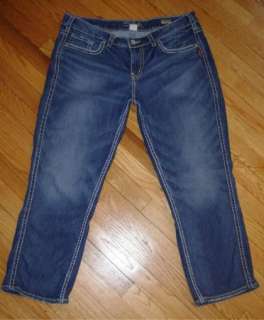 Womens SILVER *FRANCES CAPRI* Cropped Jeans Capris 18 x 26.5 Thick 