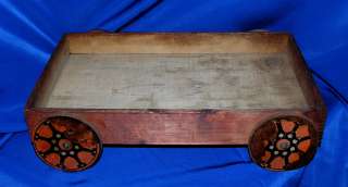 VTG ANTIQUE PRIMITIVE FOLK ART DOVE TAILED TOY WOOD WAGON, GREAT4 DOLL 