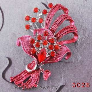 Hold flowers 6Colors 60*38MM Brooch Pin White Gold Plating Czech 