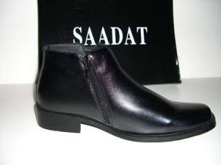 SAADAT ITALIAN Design Black Mens Shoes Boots Size 7.5  