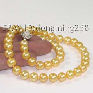 clasp 9 10mm yellow cutlured round pearl necklace 17, 18, 19, 20 