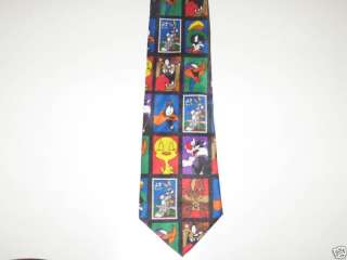 Looney Tunes Postage Stamp Bugs Bunny Sylvester Tie NWT  