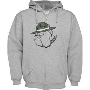  US Marine Corp Grey Distressed Mascot Full Zip Hooded 