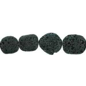 Beads   Black Lava  Irregular Shape Plain   28mm Height, 24mm Width 
