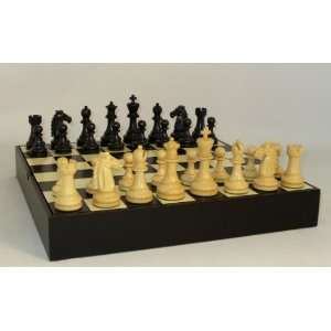   Wood Chess Set   Black Mustang on Black Maple Chest Toys & Games