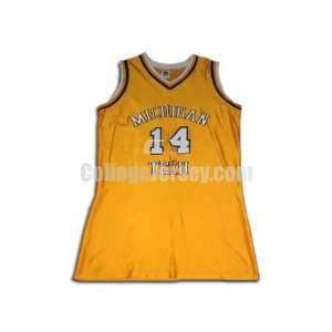  Yellow No. 14 Game Used Michigan Tech Russell Basketball 