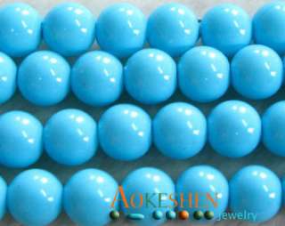 8mm Charm Turquoise Pearl Glass Round Loose Beads BDA2  
