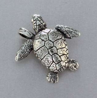 Loggerhead Sea Turtle Necklace Pendant Silver  
