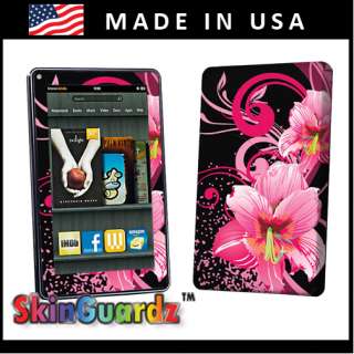 Black Pink Flower Vinyl Case Decal Skin To Cover  Kindle Fire 