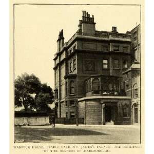  1900 Print Warwick House Stable Yard St. James Palace 
