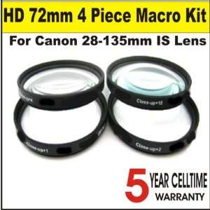  High Definition 72mm 4 Piece Close Up Macro Kit for Canon 