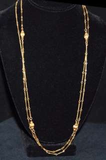 Monet 54 Gold Rectangular Link & Ball Chain Necklace  