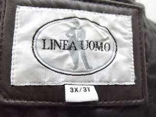 mens soft lambskin leather jacket Linea Uomo dark brown 3XL insulated 
