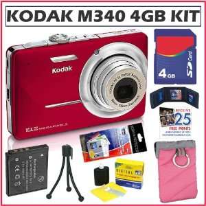 Kodak EasyShare M340 10MP Digital Camera in Red + 4GB Deluxe Accessory 