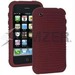  Amzer Wave Silicone Skin Jelly Case   Maroon Cell Phones 