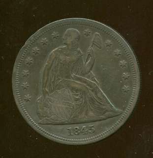 1845 Seated Liberty Silver Dollar XF  
