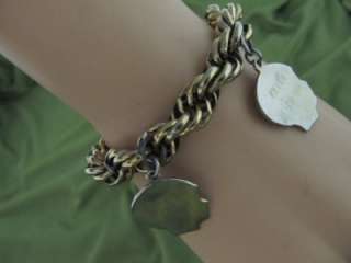 Chunky Link Vtg Charm Bracelet Goldtone & ID Bracelet  