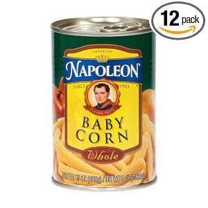 Napoleon Whole Baby Corn, 15 Ounce Cans (Pack of 12)  