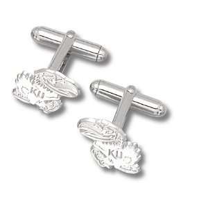 Sterling Silver UN OF KANSAS POLISHED JHAWK 1/2 CUFF LINKS  