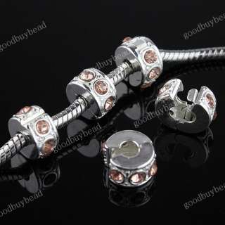 CRYSTAL SILVER EUROPEAN STOPPER CLIP CHARM BEADS JEWELRY FINDING 