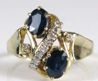 Estate 14k Yellow Gold 1.20ctw Blue Sapphire & H VS Diamond Ring 4.6g 