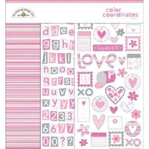   12 Inch by 12 Inch Doodlebug Color Coordinates Page Kit, Loopy Love