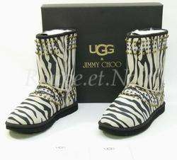 Authentic $595 UGG & JIMMY CHOO studded zebra KAIA boots 41  